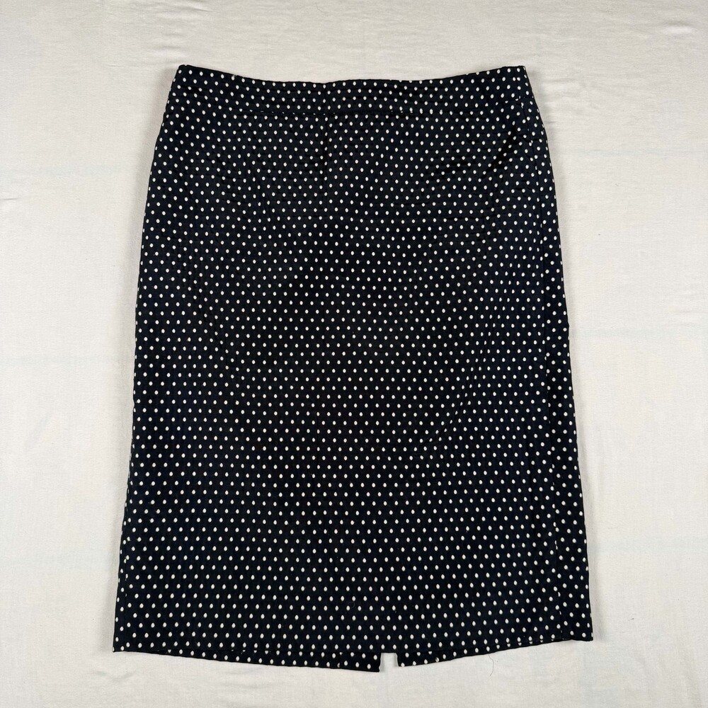 J.CREW No. 2 Pencil Skirt Womens Size 4 Navy White Polka Dot Knee Length Lined